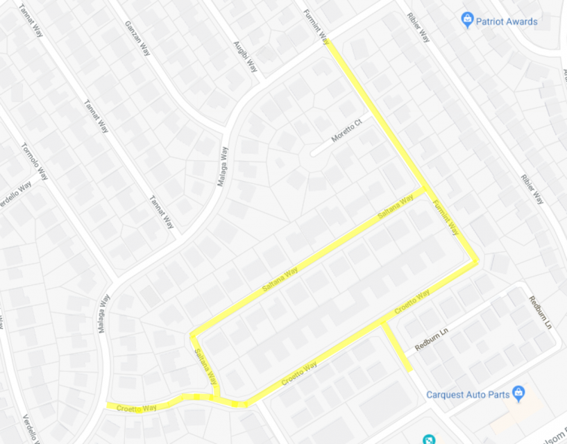 outline of Rancho Cordova Saltana Way Project